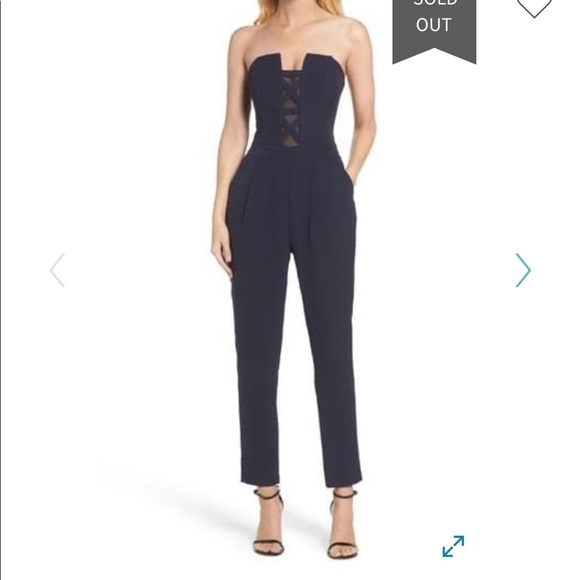 Adelyn Rae Navy Strapless Jumpsuit - Picture 1 of 6